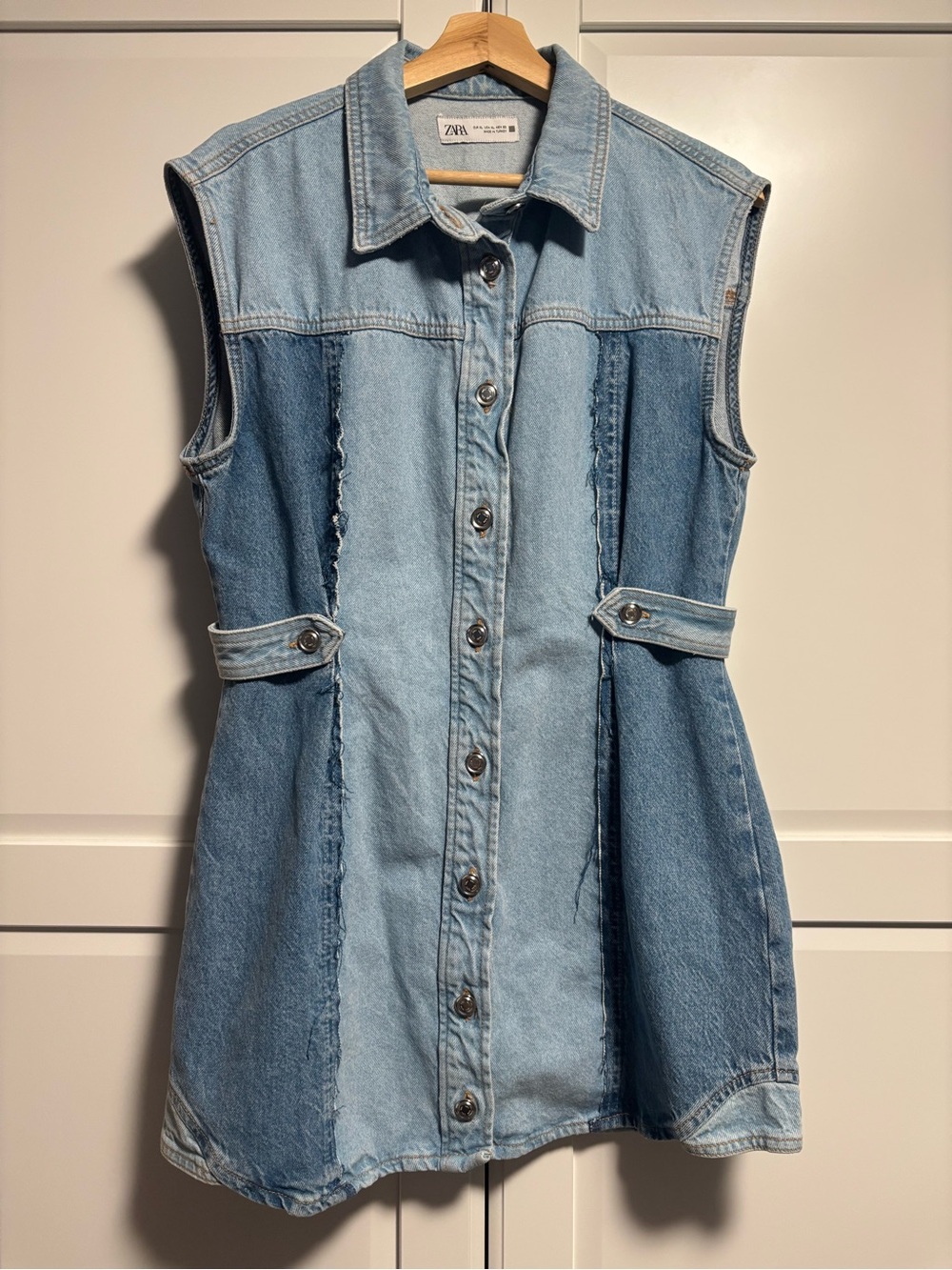 Zara Z1975 Patchwork Denim Mini Dress / Vest XL Y2K